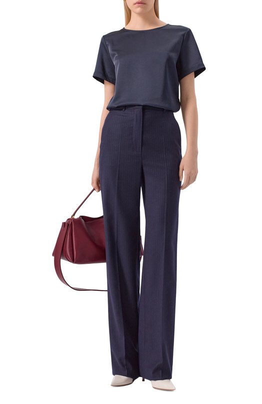 Атласный топ Weekend Max Mara GILBERT Синий  GILBERT Фото 2