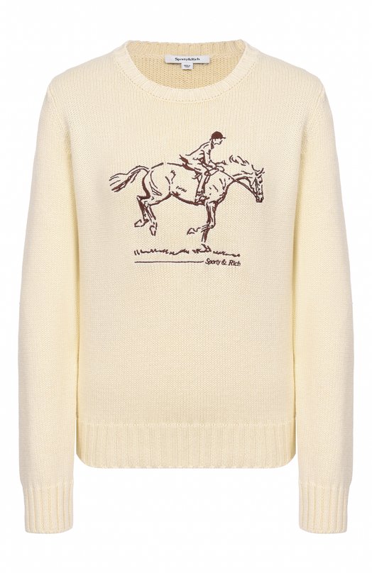Хлопковый пуловер Sporty and Rich WS06565245WH37 Кремовый WS06565245WH37