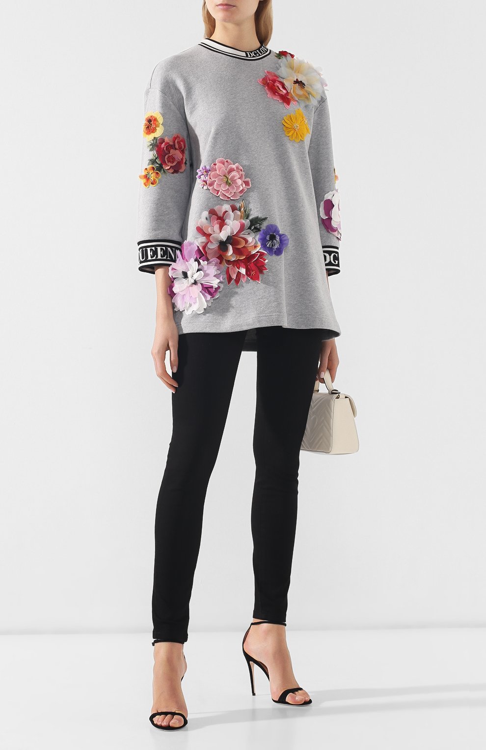Хлопковый пуловер DOLCE & GABBANA светло-серого цвета по цене 399500 руб., арт. F9E14Z/FU7DU, фото 2 Хлопковый пуловер DOLCE & GABBANA, арт. F9E14Z/FU7DU, фото 2