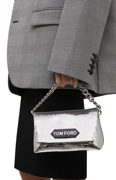 Сумка label mini TOM FORD серебряного цвета по цене 174500 руб., арт. L1487P-ISA026, фото 2 Сумка label mini TOM FORD, арт. L1487P-ISA026, фото 2
