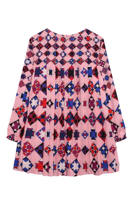Детское платье EMILIO PUCCI розового цвета, арт. 9N1210/ND780/2-4 | Фото 2 (Рукава: Длинные; Материал внешний: Синтетический материал; Материал подклада: Купро; Случай: Повседневный; Девочки Кросс-КТ: Платье-одежда; Региональные ограничения белый список (Axapta Mercury): RU)