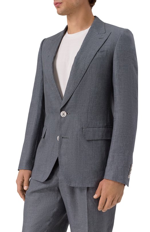 Льняной пиджак Dolce & Gabbana G2QS6T/FU4MF Серый  G2QS6T/FU4MF Фото 5
