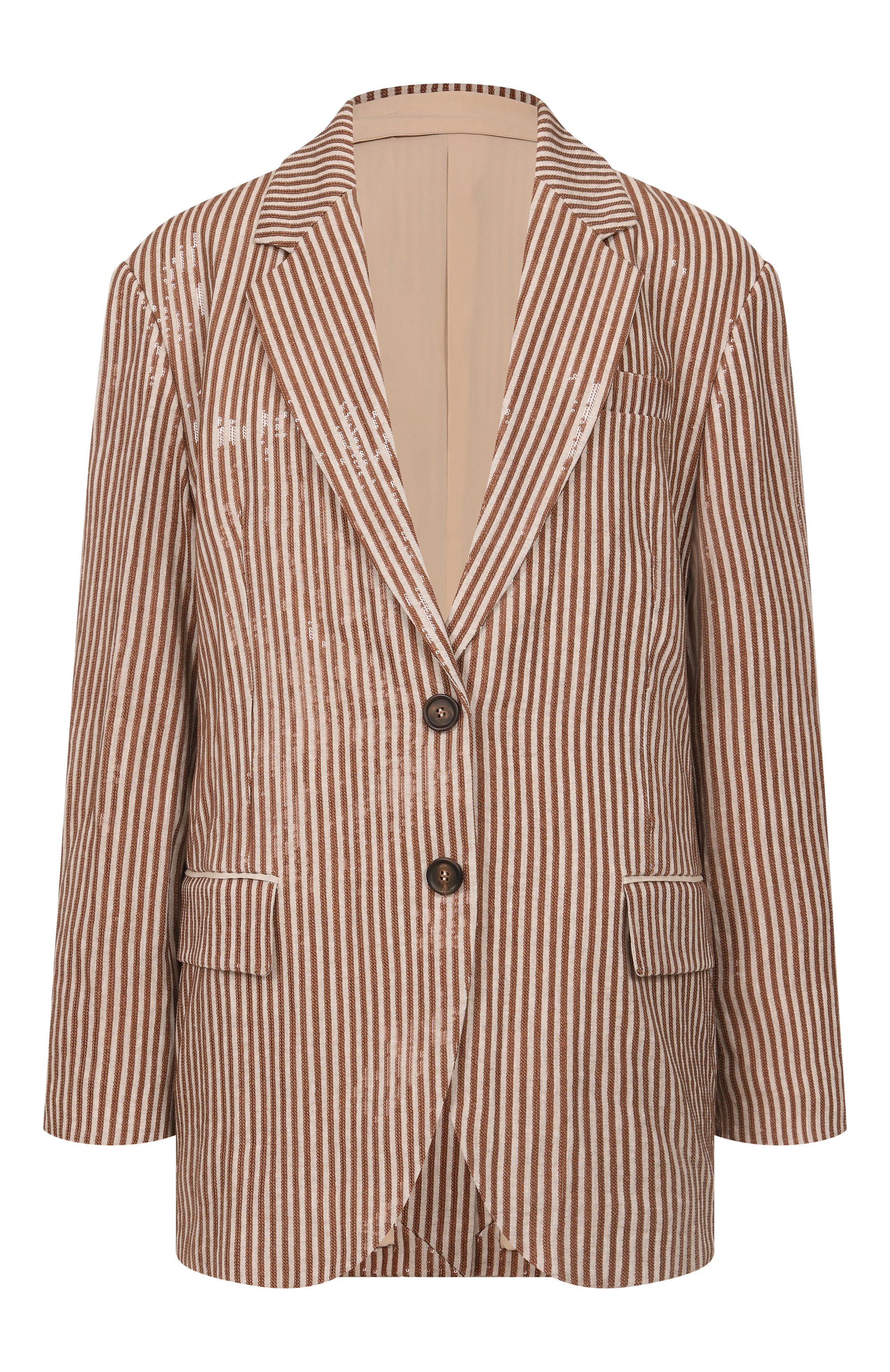 Льняной жа�кет с отделкой пайетками BRUNELLO CUCINELLI, арт. MM6337378, фото 1