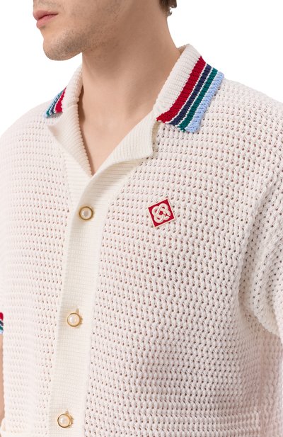 Хлопковая рубашка CASABLANCA белого цвета по цене 64850 руб., арт. MS25KW92001, фото 5 Хлопковая рубашка CASABLANCA, арт. MS25KW92001, фото 5