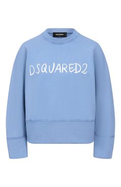 Женский хлопковый свитшот DSQUARED2 голубого цвета, арт. S72GU0495/S25539 | Фото 1 (Материал внешний: Хлопок; Рукава: Длинные; Длина (для топов): Стандартные; Женское Кросс-КТ: Свитшот-одежда; Стили: Кэжуэл)