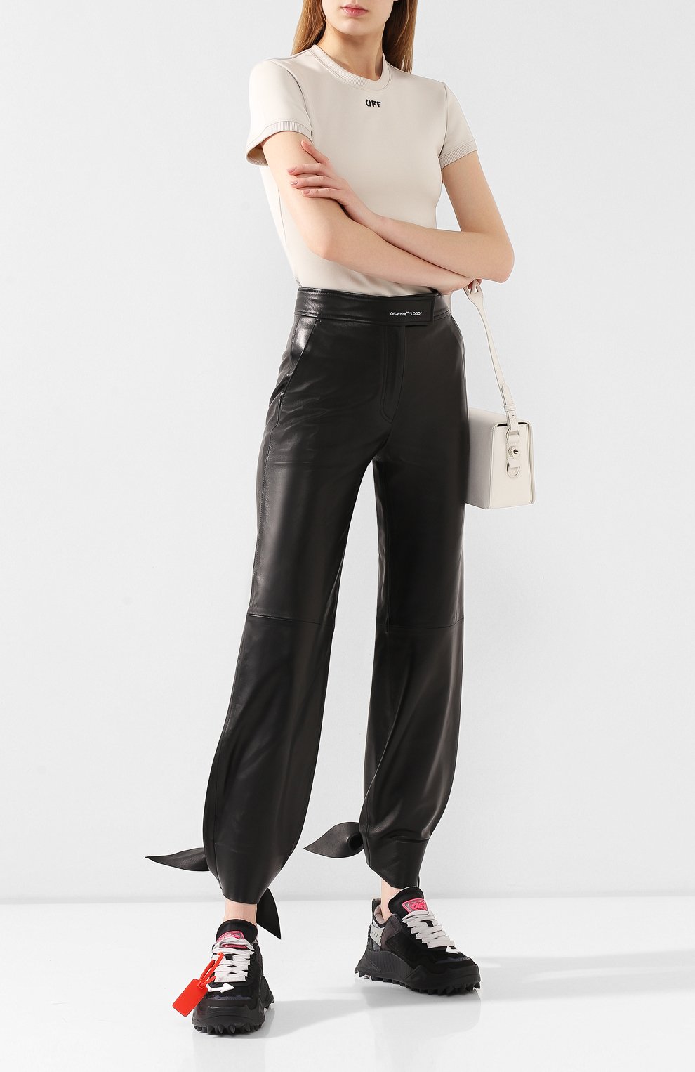 Кожаные брюки OFF-WHITE, арт. 0WJB005F199860501000, фото 2