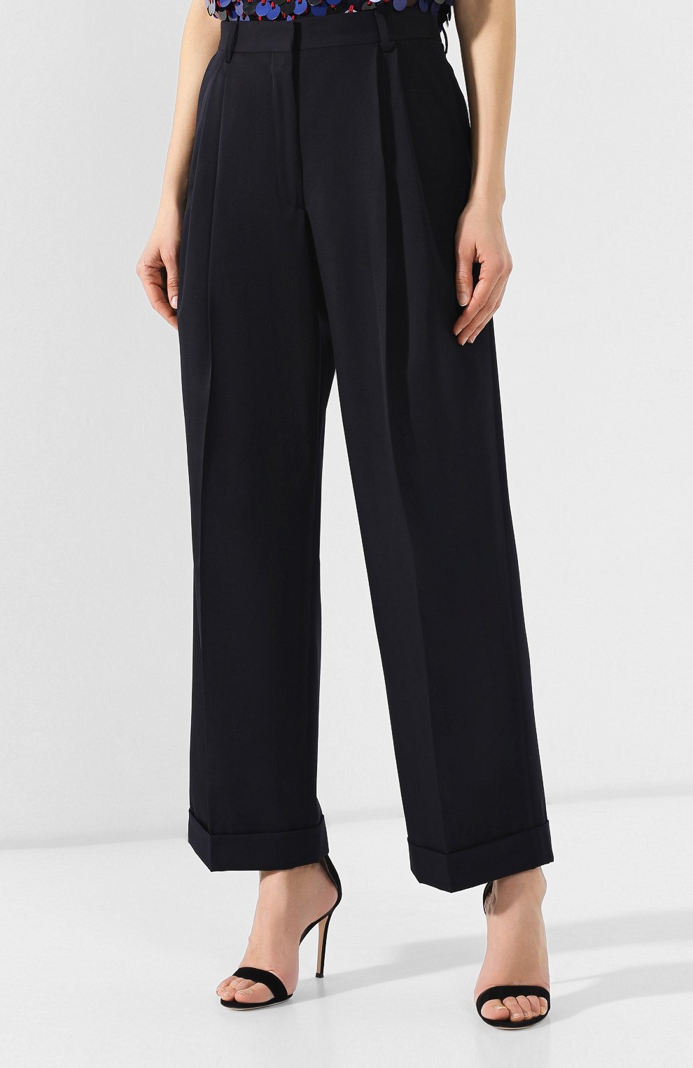 Шерстяные брюки DRIES VAN NOTEN темно-синего цвета по цене 47950 руб., арт. 191-10920-7228, фото 3 Шерстяные брюки DRIES VAN NOTEN, арт. 191-10920-7228, фото 3