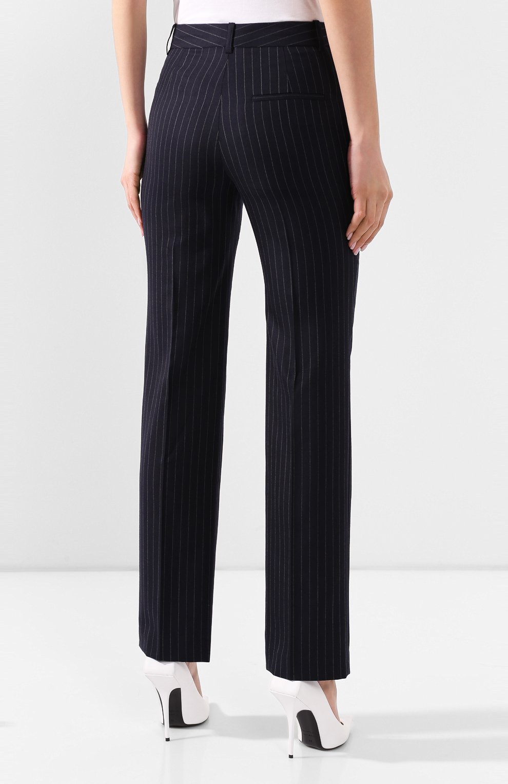 Шерстяные брюки VICTORIA BECKHAM темно-синего цвета по цене 106500 руб., арт. 1220WTR001203C, фото 4 Шерстяные брюки VICTORIA BECKHAM, арт. 1220WTR001203C, фото 4