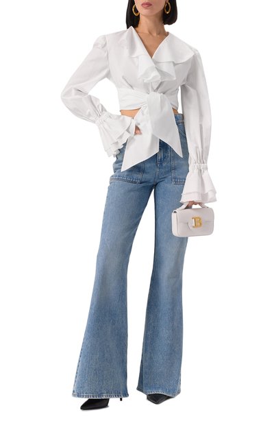 Хлопковая блузка BALMAIN белого цвета по цене 157000 руб., арт. EF1HU296/CB02, фото 2 Хлопковая блузка BALMAIN, арт. EF1HU296/CB02, фото 2