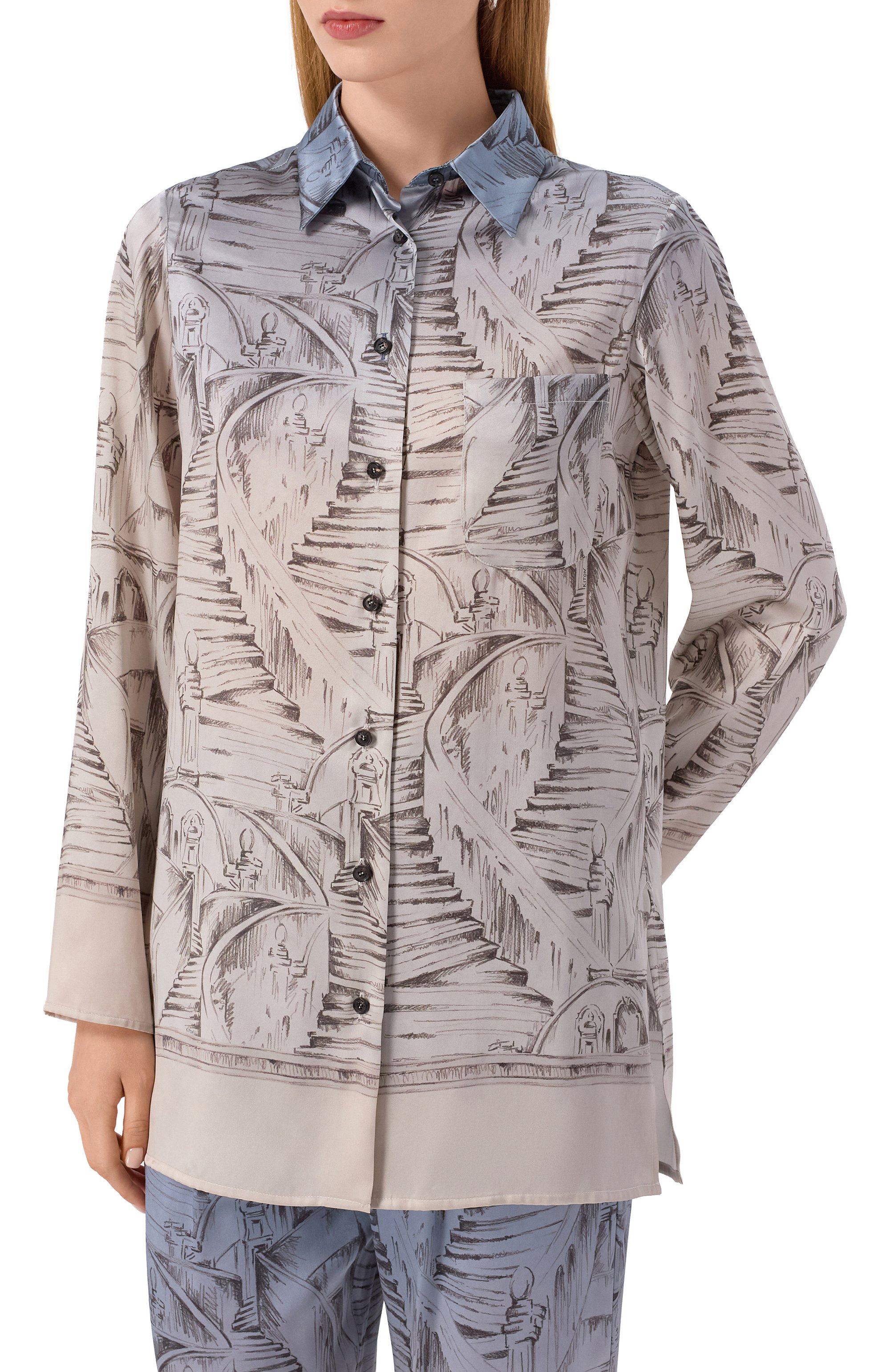 Атласная рубашка KITON, арт. D58460K0585G08, фото 3