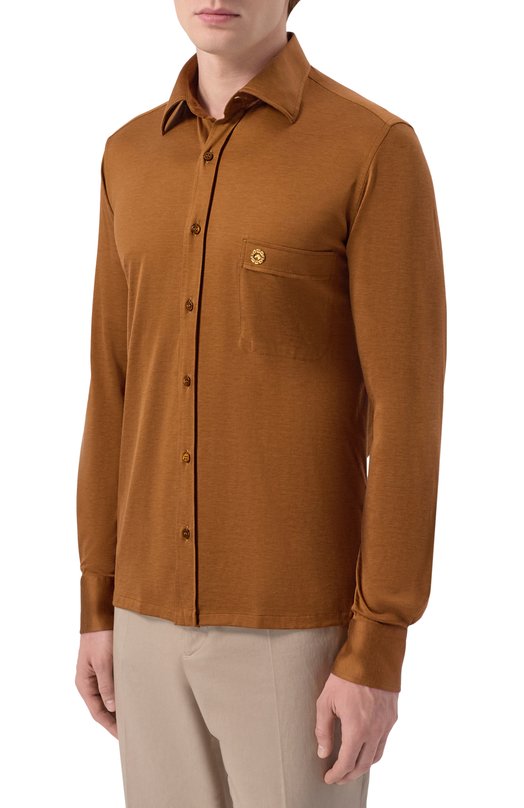 Рубашка из шелка и хлопка Stefano Ricci CJ007302/TE3100 Коричневый  CJ007302/TE3100 Фото 3