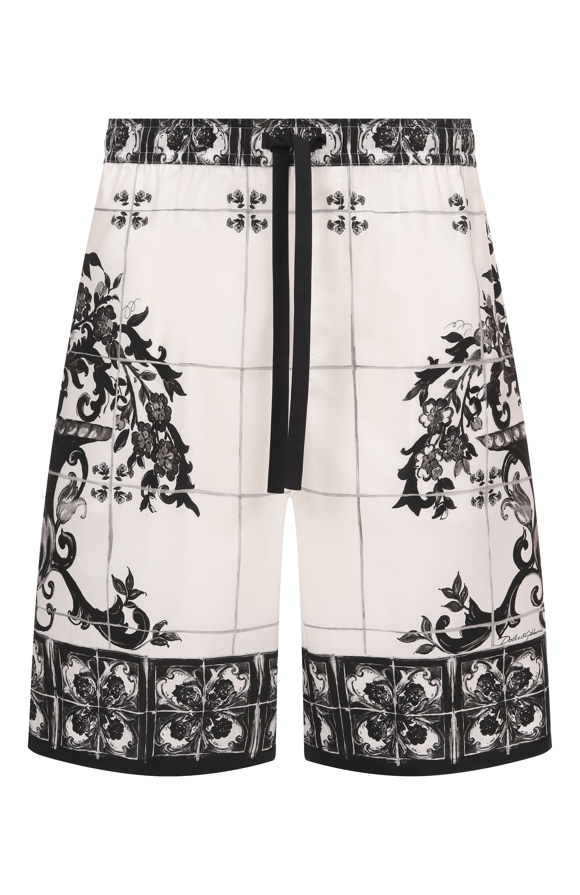 Хлопковые шорты DOLCE & GABBANA черно-белого цвета по цене 111500 руб., арт. GV37AT/HH5EC, фото 1 Хлопковые шорты DOLCE & GABBANA, арт. GV37AT/HH5EC, фото 1