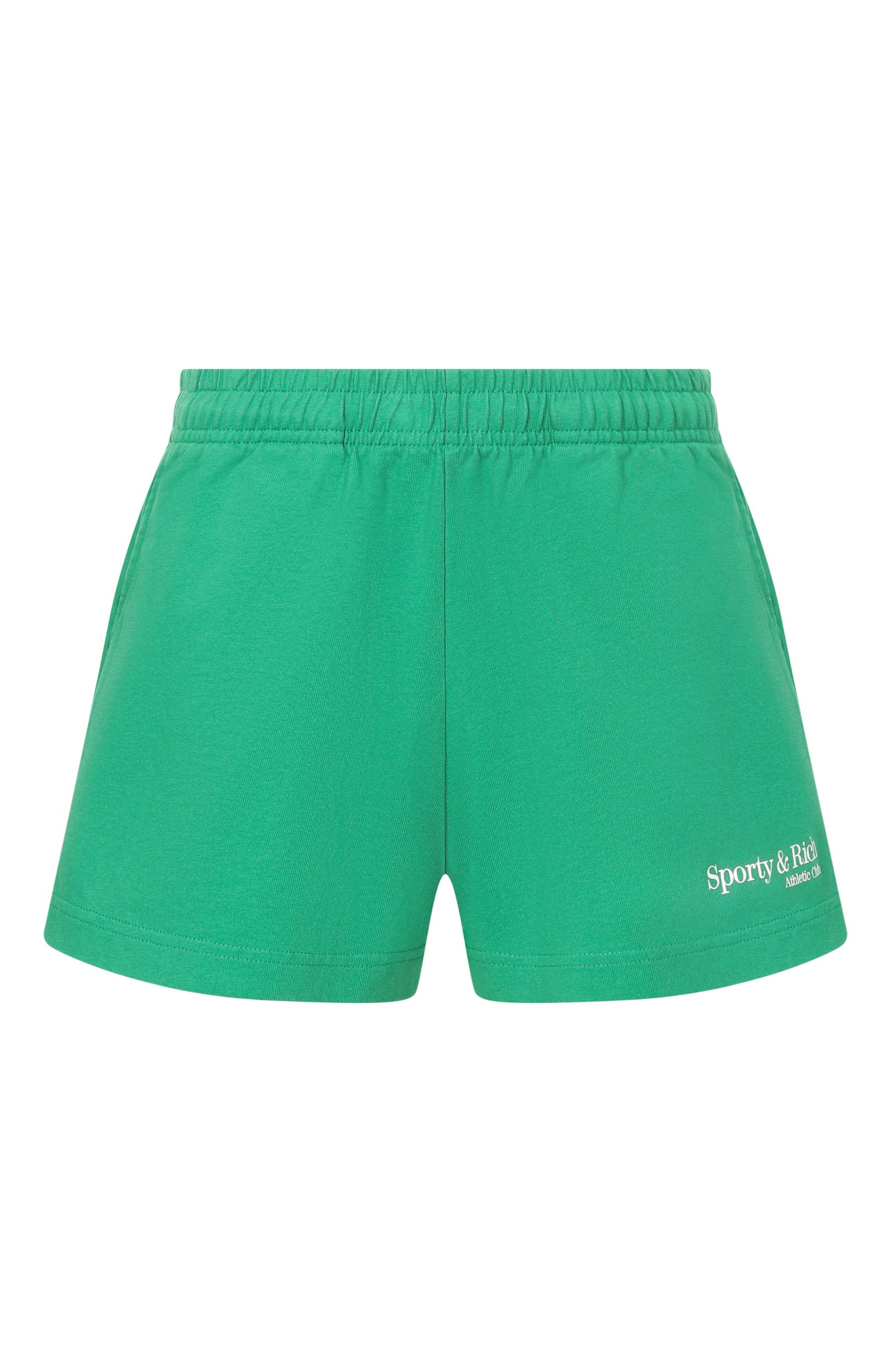 Хлопковые шорты SPORTY AND RICH зеленого цвета по цене 17150 руб., арт. SH03773093GR19, фото 1 Хлопковые шорты SPORTY AND RICH, арт. SH03773093GR19, фото 1