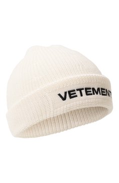 Мужская шерстяная шапка VETEMENTS белого цвета, арт. UE54HA100W | Фото 1 (Материал: Текстиль, Шерсть; Кросс-КТ: Трикотаж; Материал сплава: Проставлено; Нос: Не проставлено)