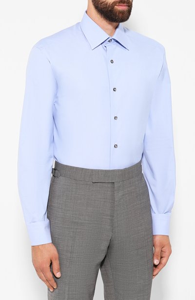Хлопковая сорочка LANVIN синего цвета по цене 25200 руб., арт. RMSI0012-S00300PER, фото 3 Хлопковая сорочка LANVIN, арт. RMSI0012-S00300PER, фото 3
