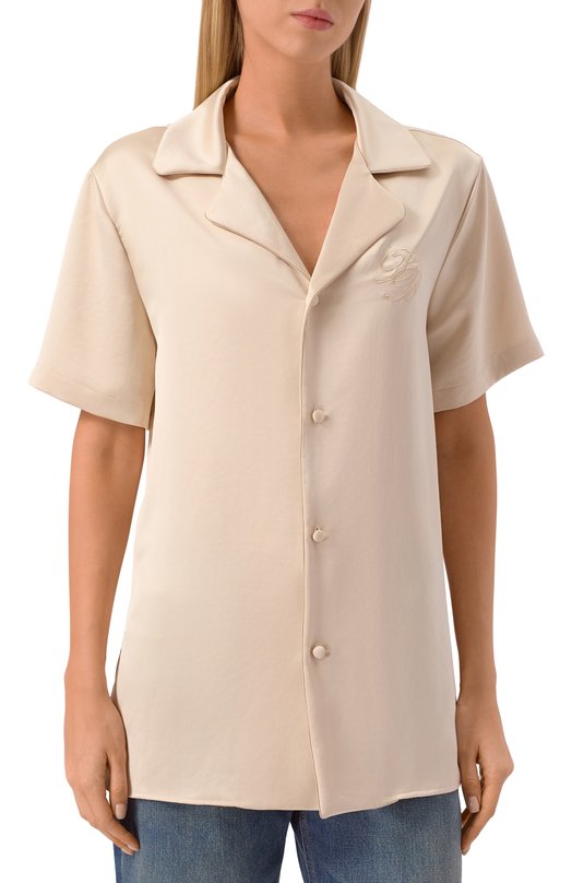 Атласная рубашка Balmain CH0HN085/XI63 Бежевый  CH0HN085/XI63 Фото 3