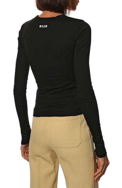 Хлопковый топ MSGM черного цвета по цене 23350 руб., арт. 3341MDM64X 227624, фото 4 Хлопковый топ MSGM, арт. 3341MDM64X 227624, фото 4