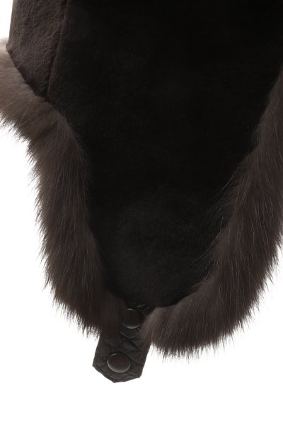 Меховая шапка-ушанка майкл из соболя и норки FURLAND темно-коричневого цвета по цене 360000 руб., арт. 0201431650004100005, фото 3 Меховая шапка-ушанка майкл из соболя и норки FURLAND, арт. 0201431650004100005, фото 3