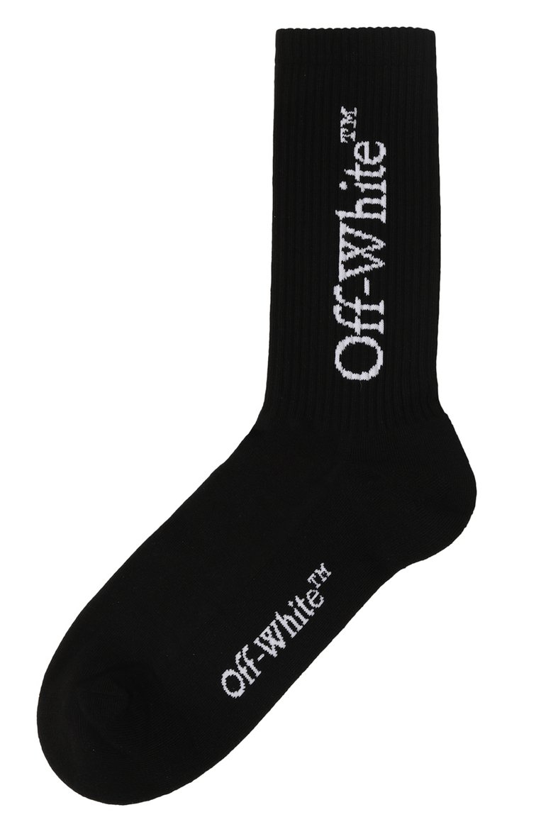 Мужские хлопковые носки OFF-WHITE черного цвета, арт. 0MRA085F23KNI001 | Фото 1 (Материал внешний: Хлопок; Материал сплава: Проставлено; Нос: Не проставлено; Кросс-КТ: бельё)