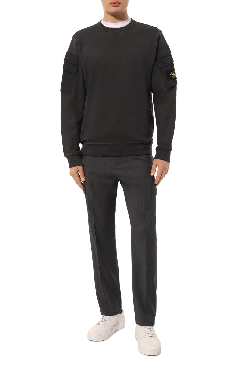 Хлопковый свитшот STONE ISLAND темно-серого цвета по цене 43200 руб., арт. 791560577, фото 2 Хлопковый свитшот STONE ISLAND, арт. 791560577, фото 2