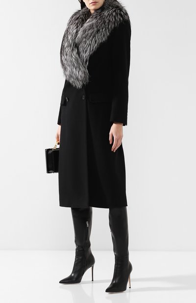 Шерстяное пальто с воротником из меха лисы DOLCE & GABBANA, арт. I0479W/FU3A1, фото 2