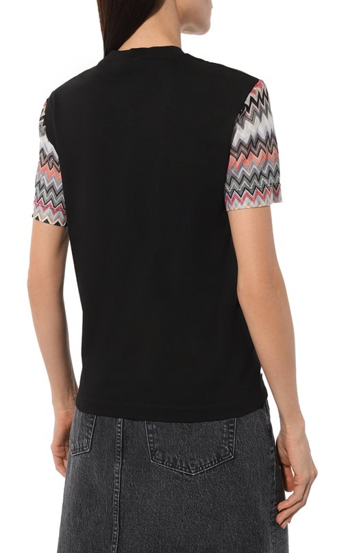 Хлопковая футболка Missoni DS24SL03/BJ00JU Чёрный  DS24SL03/BJ00JU Фото 4