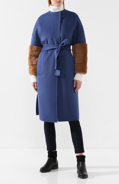 Шерстяное пальто AVA ADORE синего цвета по цене 172500 руб., арт. BELFAST/74 AA FW19, фото 2 Шерстяное пальто AVA ADORE, арт. BELFAST/74 AA FW19, фото 2