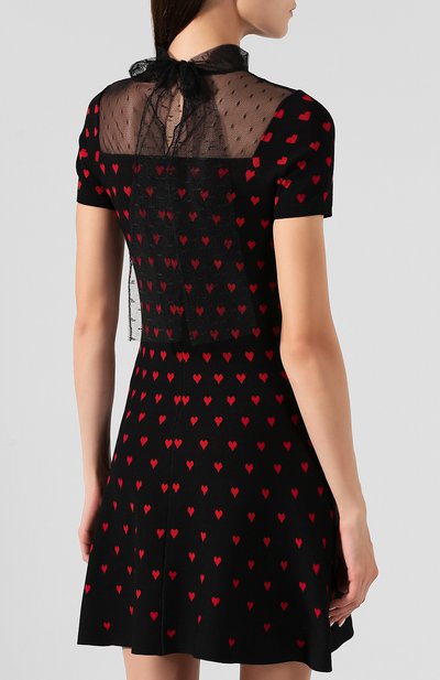 Платье из вискозы REDVALENTINO черного цвета по цене 52050 руб., арт. SR3KDA68/4FM, фото 4 Платье из вискозы REDVALENTINO, арт. SR3KDA68/4FM, фото 4