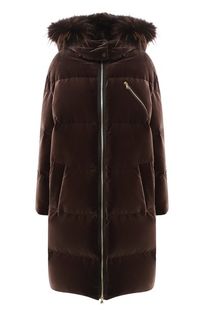 Женский хлопковый пуховик с меховой отделкой капюшона BRUNELLO CUCINELLI, арт. MA5939302