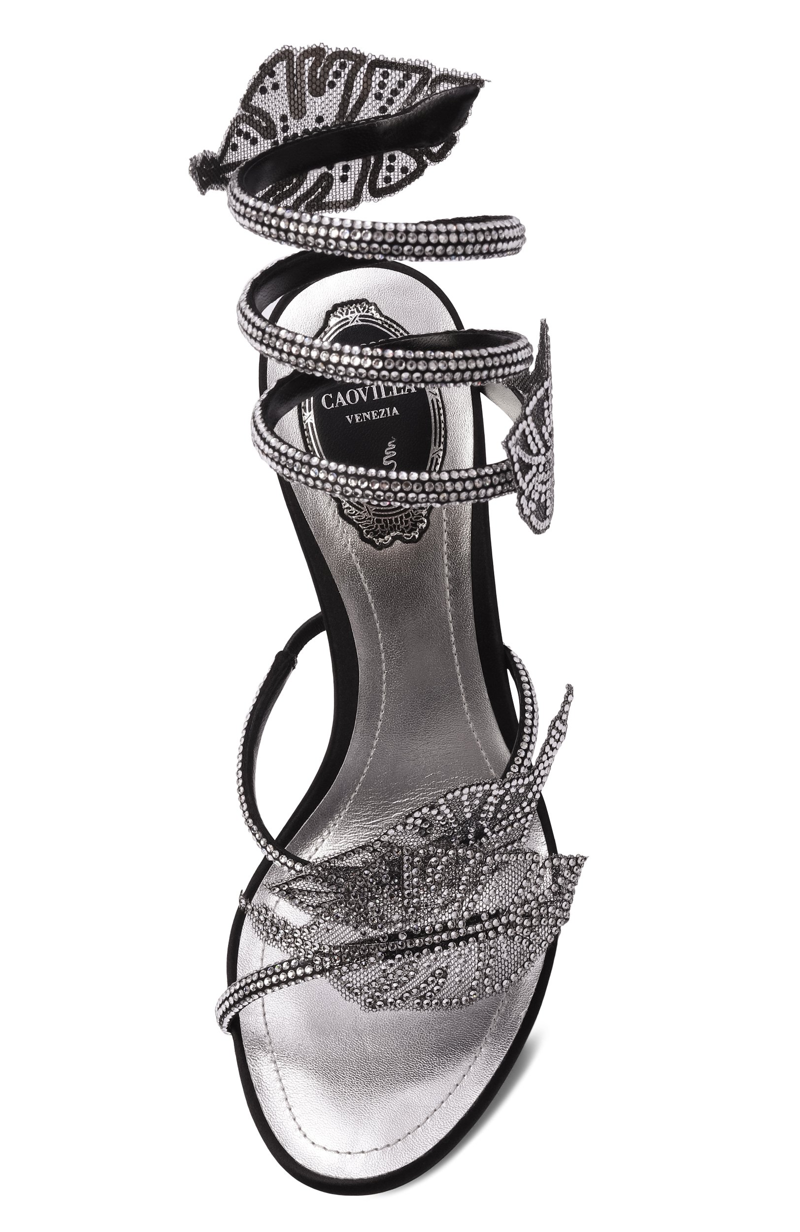 Текстильные босоножки jeweled leaf 105 RENE CAOVILLA черного цвета по цене 212500 руб., арт. C12911-105/R001, фото 6 Текстильные босоножки jeweled leaf 105 RENE CAOVILLA, арт. C12911-105/R001, фото 6