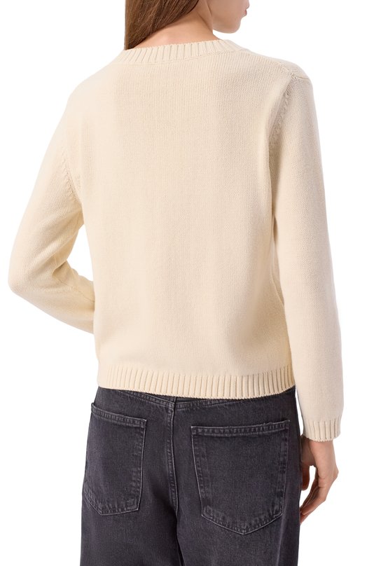 Хлопковый свитер Weekend Max Mara NESP0LA Кремовый  NESP0LA Фото 4