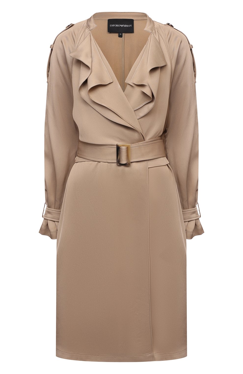 Плащ из вискозы EMPORIO ARMANI бежевого цвета по цене 76400 руб., арт. 3K2L80/2N7RZ, фото 1 Плащ из вискозы EMPORIO ARMANI, арт. 3K2L80/2N7RZ, фото 1