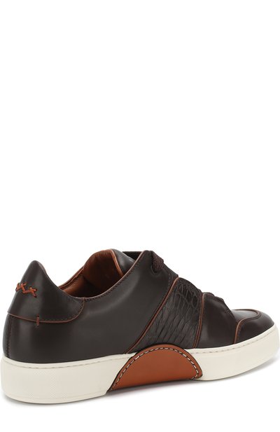 Кожаные кеды с отделкой кожи аллигатора ZEGNA, арт. A2975X-JCT/AMIS, фото 4