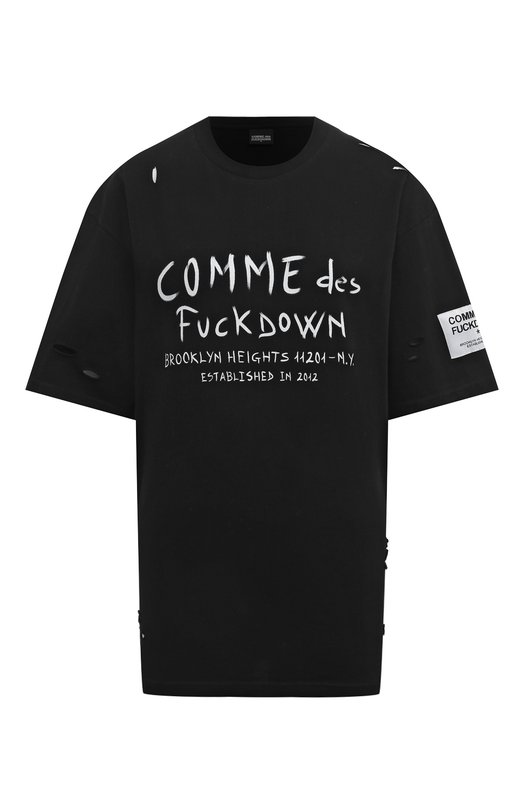 Хлопковая футболка Comme des Fuckdown CFABW00128 Чёрный CFABW00128