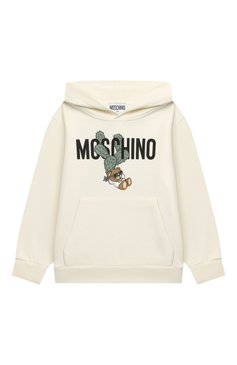 Детский хлопковое худи MOSCHINO кремового цвета, арт. HNF079/LCA72/4-8 | Фото 1 (Рукава: Длинные; Драгоценные камни: Проставлено; Материал внешний: Хлопок; Материал сплава: Проставлено; Девочки Кросс-КТ: Худи-одежда; Ростовка одежда: 4 года | 104 см, 5 лет | 110 см, 6 лет | 116 см, 8 лет | 128 см)