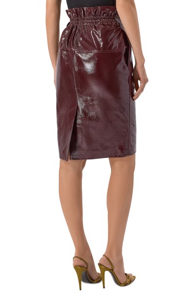 Кожаная юбка SAINT LAURENT бордового цвета по цене 672500 руб., арт. 858559/YCUB2, фото 4 Кожаная юбка SAINT LAURENT, арт. 858559/YCUB2, фото 4
