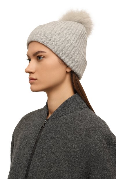 Кашемировая шапка с отделкой из песца YVES SALOMON, арт. 23WAA524XXMACA, фото 2