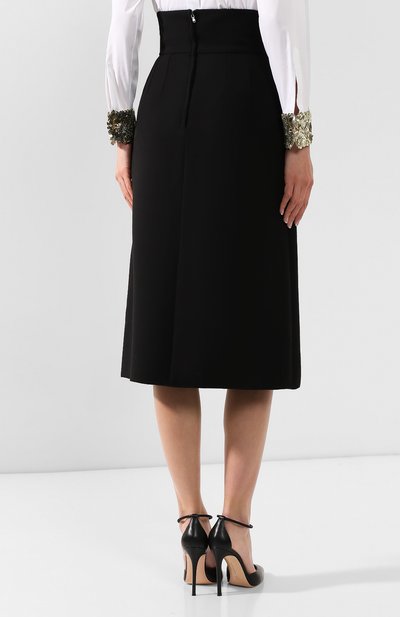 Шерстяная юбка DOLCE & GABBANA черного цвета по цене 212500 руб., арт. F4BRGZ/FU2TS, фото 4 Шерстяная юбка DOLCE & GABBANA, арт. F4BRGZ/FU2TS, фото 4