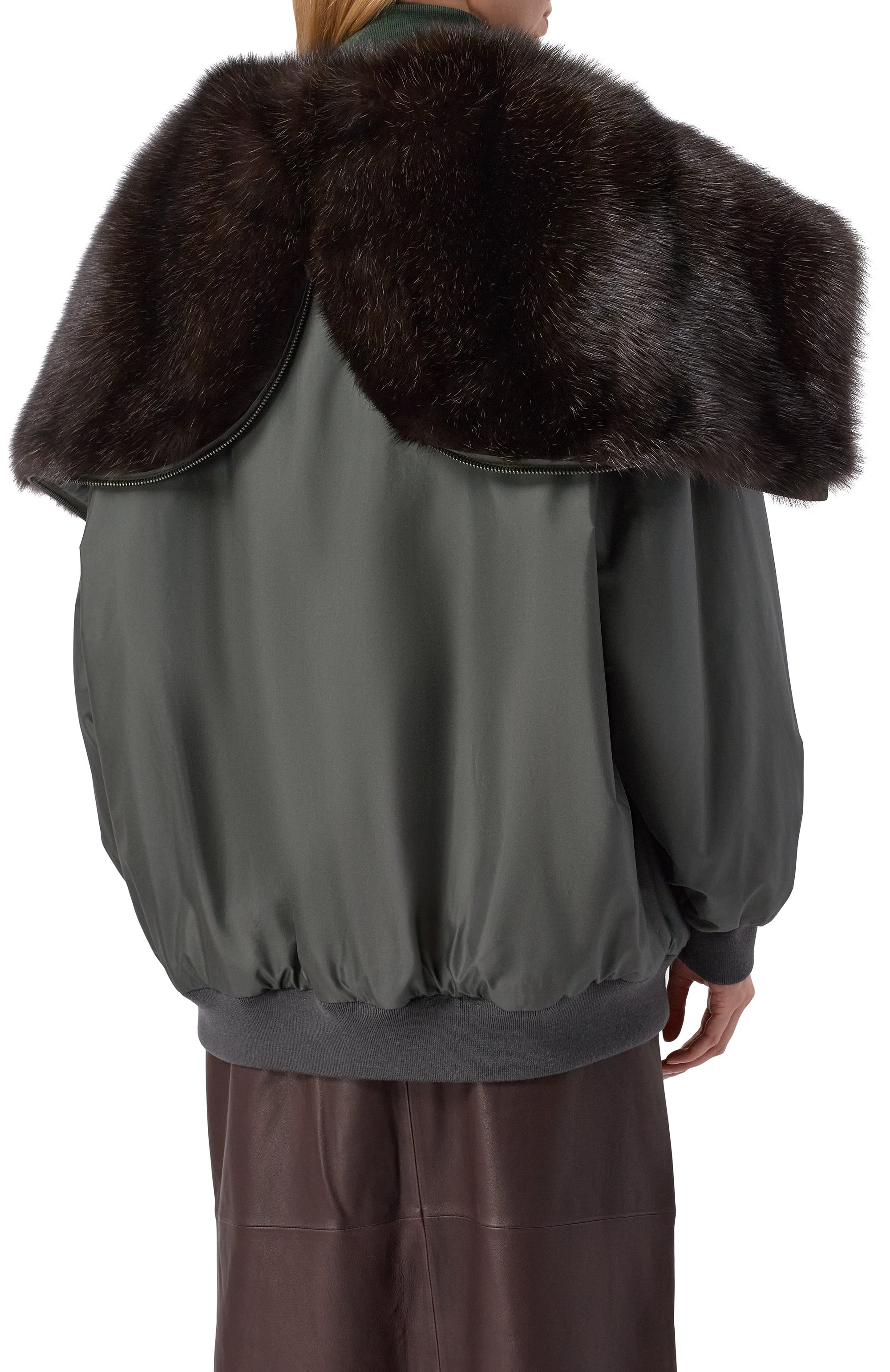 Шелковый бомбер с отделкой из соболя MVST, арт. M25.1PW.0004/72392 SABLE, фото 4