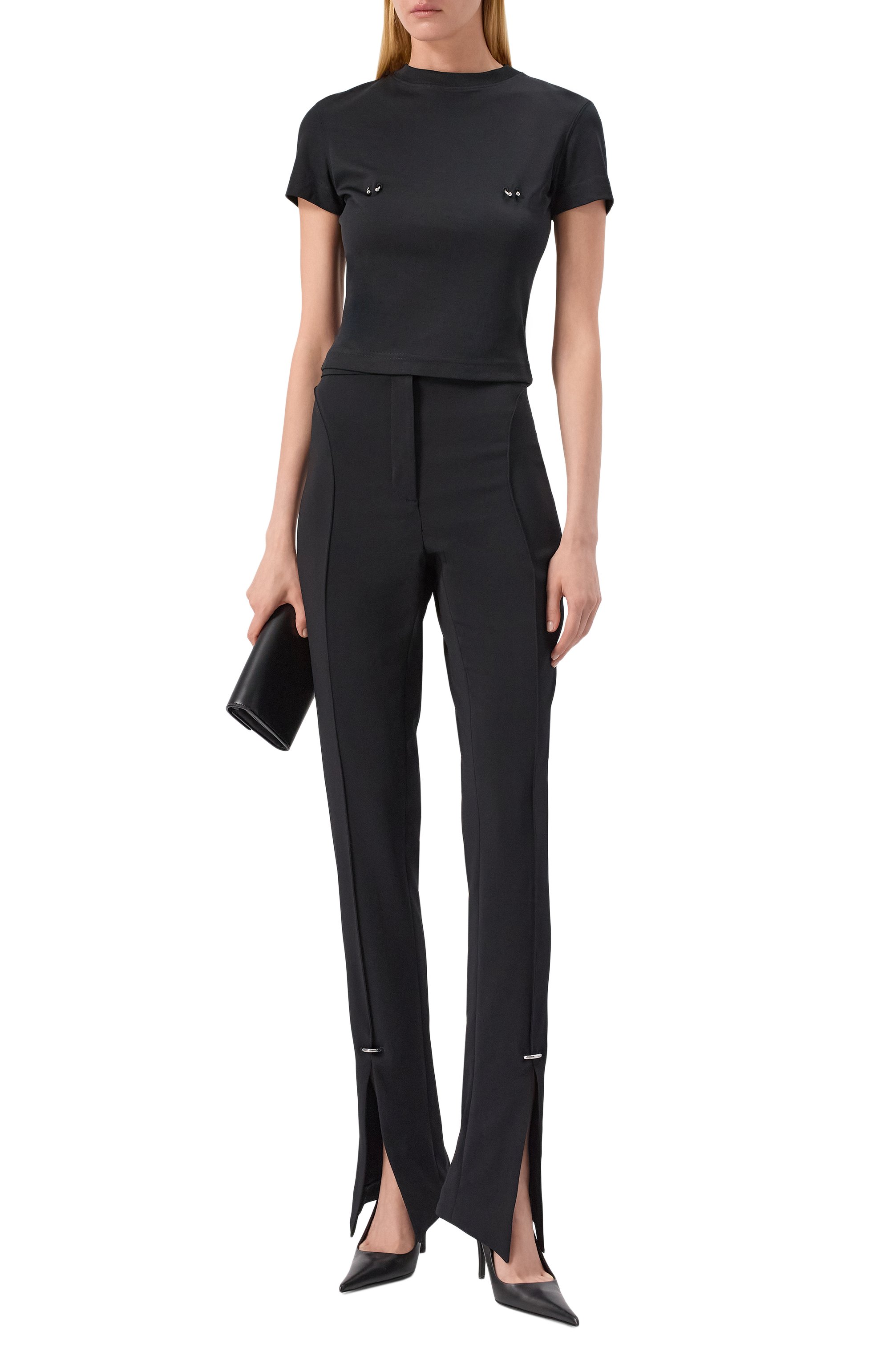 Хлопковая футболка MUGLER черного цвета по цене 33750 руб., арт. 25F3TS01086016, фото 2 Хлопковая футболка MUGLER, арт. 25F3TS01086016, фото 2