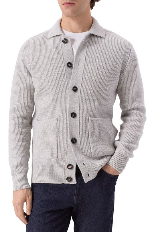 Кардиган из шерсти и кашемира Andrea Campagna CA3MLT/WC7P Серый  CA3MLT/WC7P Фото 3