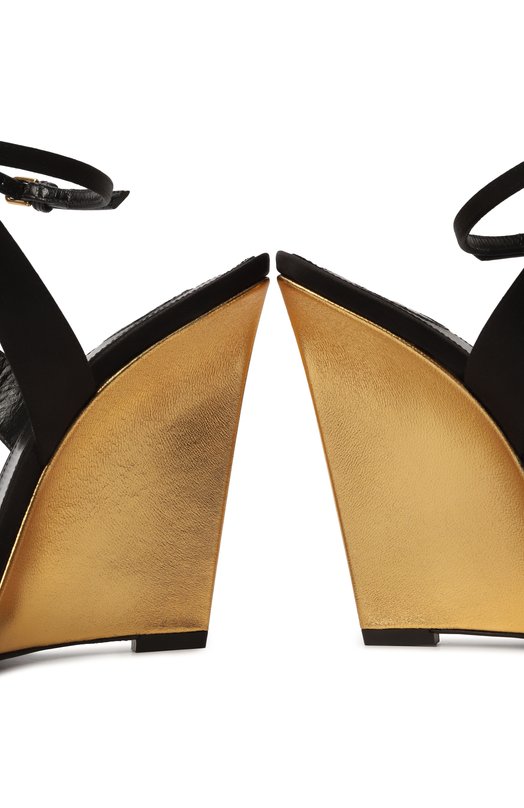 Текстильные босоножки Giqua 110 Saint Laurent 818022/9QNA0 Чёрный  818022/9QNA0 Фото 7