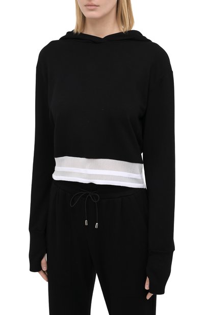 Худи HEROINE SPORT черно-белого цвета по цене 13150 руб., арт. HS-2-098/SUMMER 2020, фото 3 Худи HEROINE SPORT, арт. HS-2-098/SUMMER 2020, фото 3