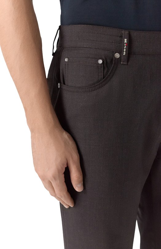Шерстяные брюки Kiton UFPPERK0127H07 Коричневый  UFPPERK0127H07 Фото 5