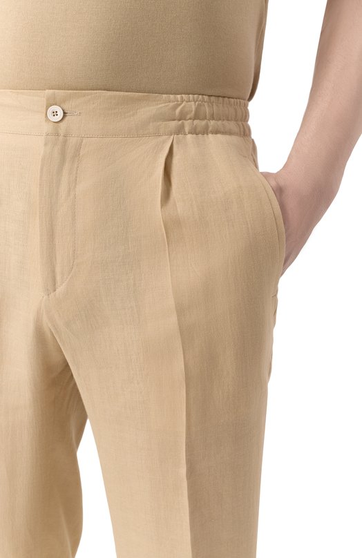 Льняные брюки Kiton UPN01H0928606 Бежевый  UPN01H0928606 Фото 5