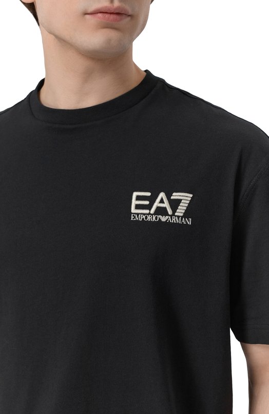 Хлопковая футболка EA7 7M001402/AF22264 Чёрный  7M001402/AF22264 Фото 5