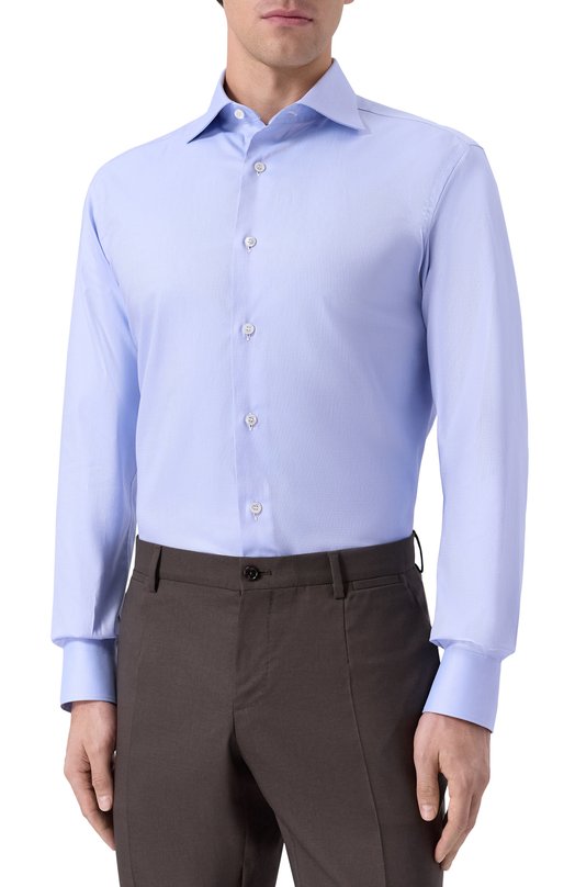 Хлопковая сорочка Brioni RCB10M/0A05Q Синий  RCB10M/0A05Q Фото 3