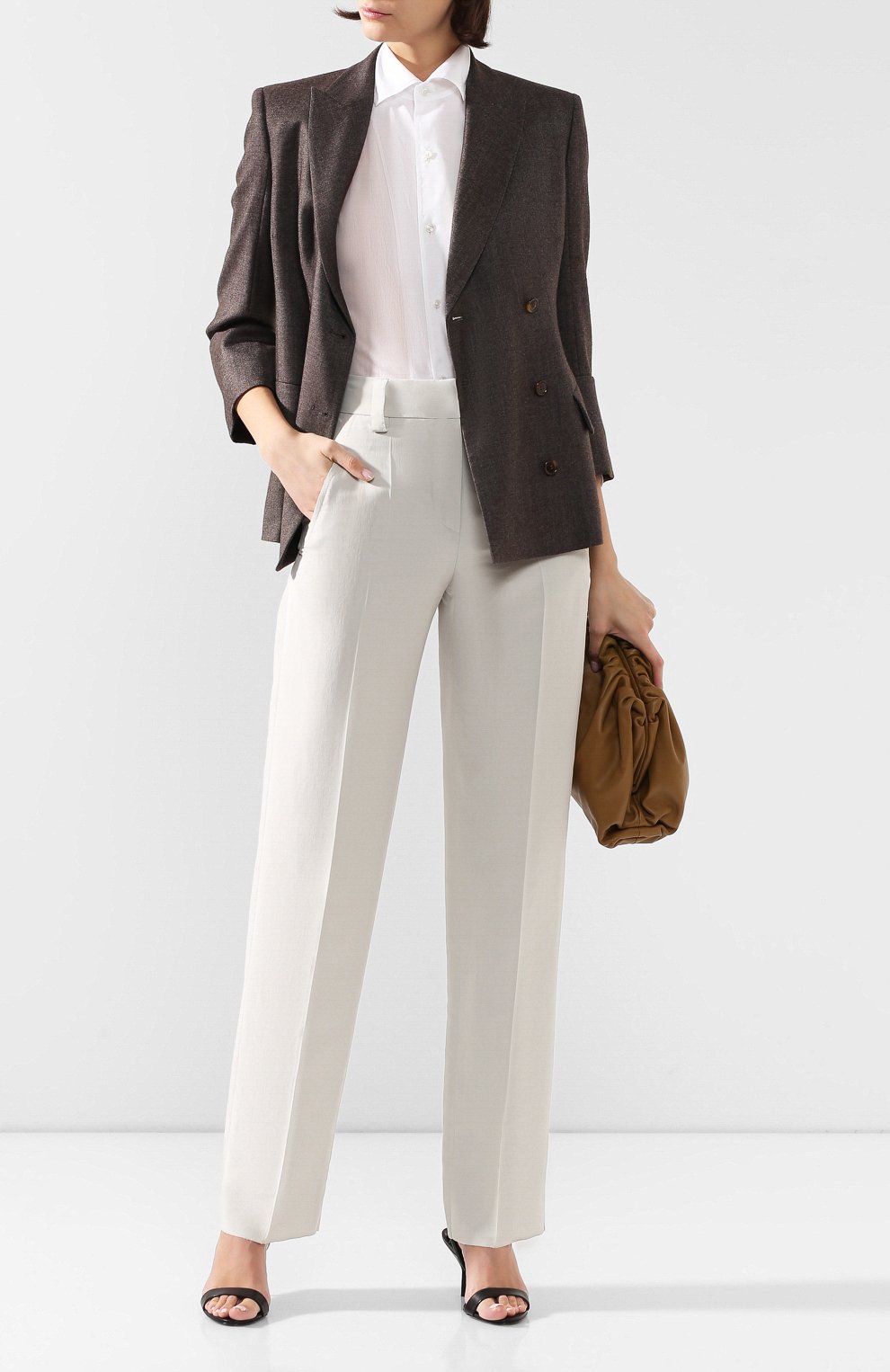 Шелковые брюки GIORGIO ARMANI бежевого цвета по цене 143500 руб., арт. 0SHPP09M/T01HI, фото 2 Шелковые брюки GIORGIO ARMANI, арт. 0SHPP09M/T01HI, фото 2