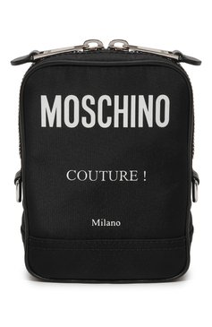 Мужская текстильная сумка MOSCHINO черного цвета, арт. 231Z1A7425/8201 | Фото 1 (Материал сплава: Проставлено; Размер: mini; Ремень/цепочка: На ремешке; Материал: Текстиль; Драгоценные камни: Проставлено)