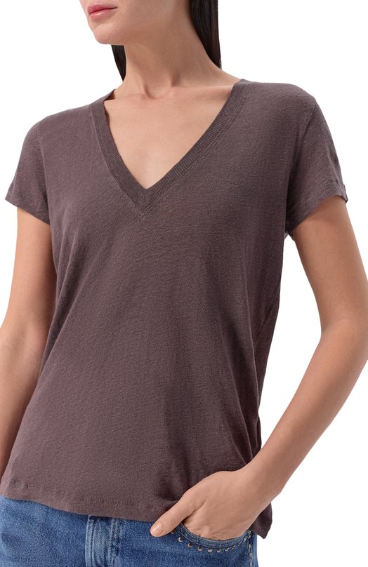 Льняная футболка Iro WP19R0DE0 Коричневый  WP19R0DE0 Фото 5
